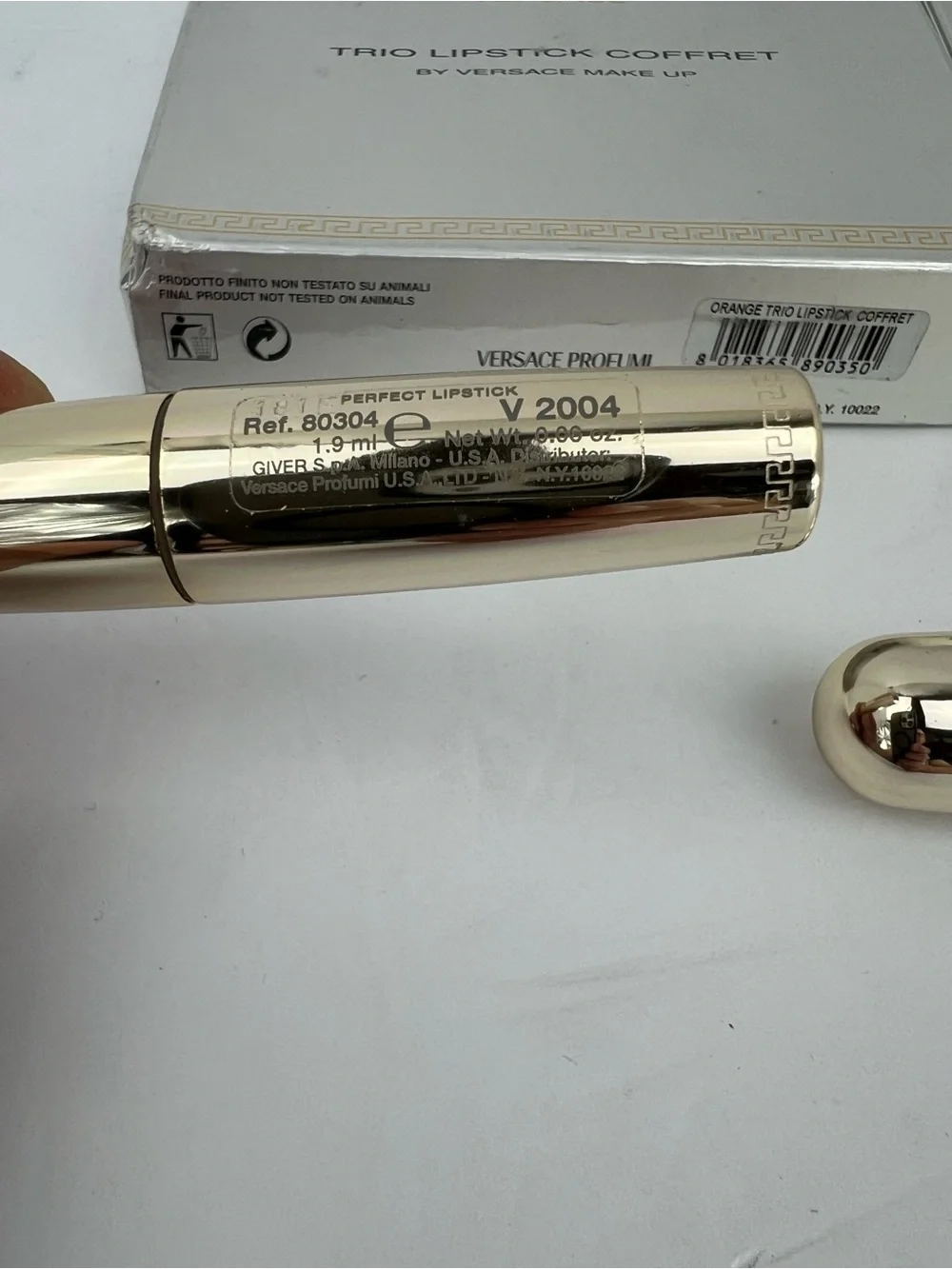 VERSACE TRÍO VINTAGE LIPSTICKS COFFRET SET WITH MEDUSA LOGO, IN GOLD COLOR